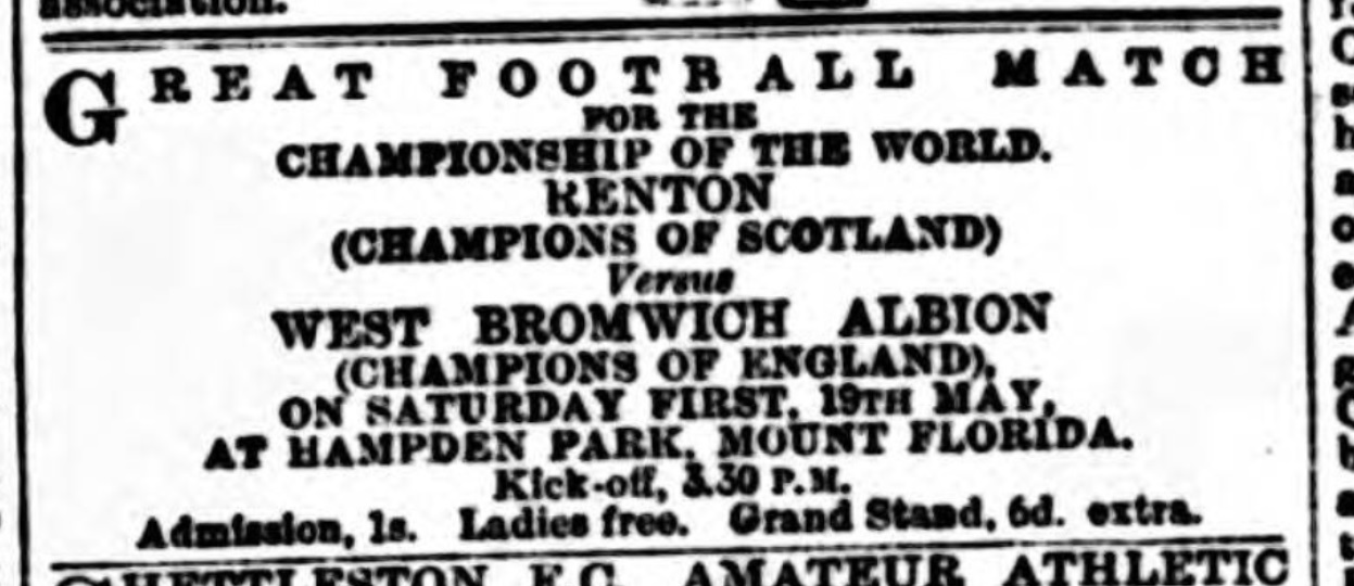 Renton v West Bromwich 4-1 (Friendly: May 19, 1888) – "Play Up ...
